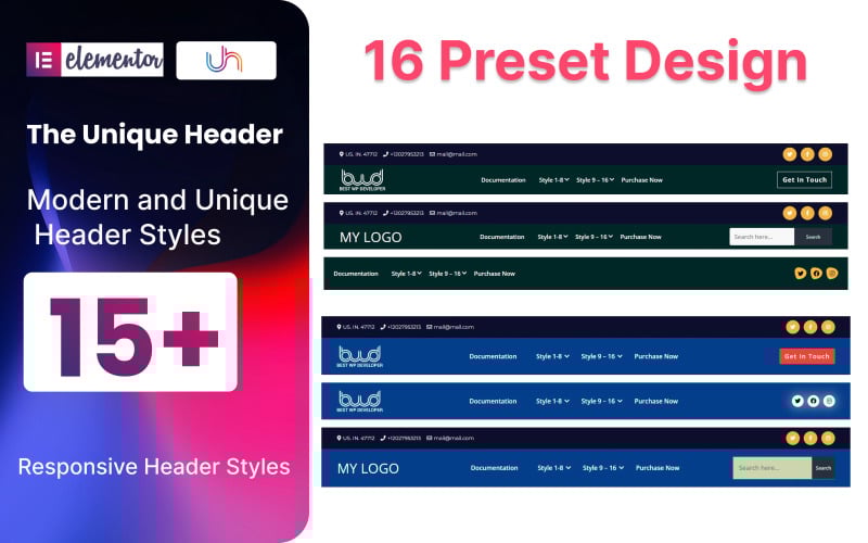 the unique headers wordpress plugin for elementor original