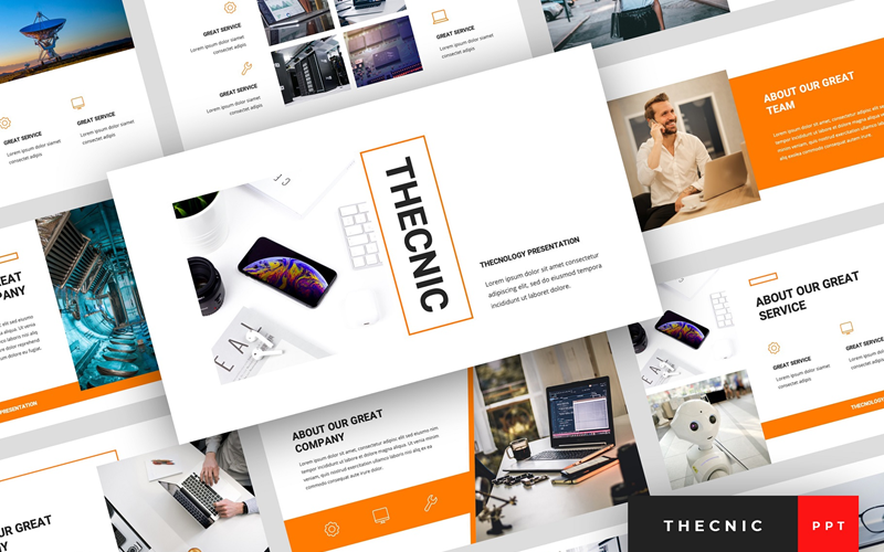 thecnic technology presentation powerpoint template original