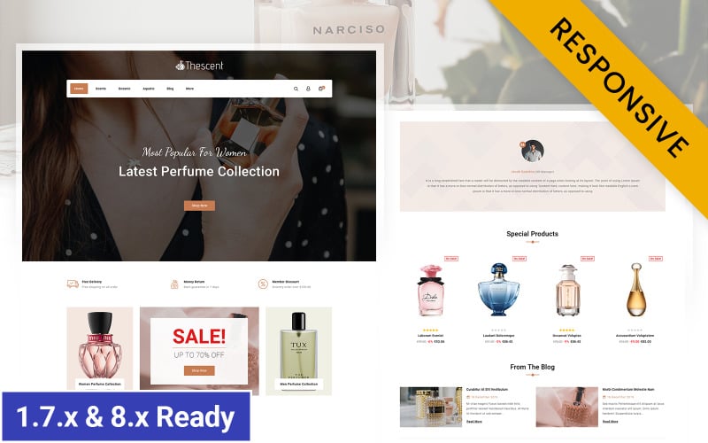 thescent perfume store prestashop responsive theme original