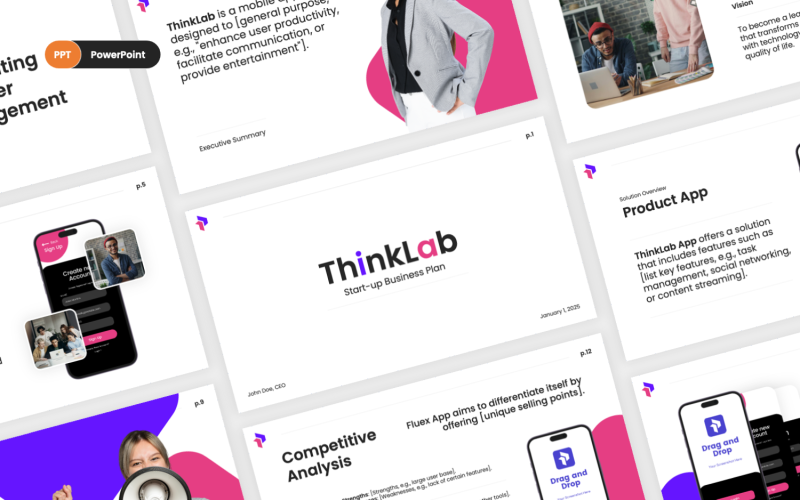 thinklab start up business plan mobile app powerpoint template original
