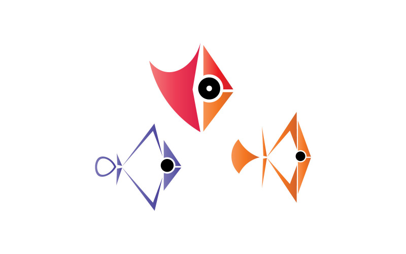 three colorful fish logos template original