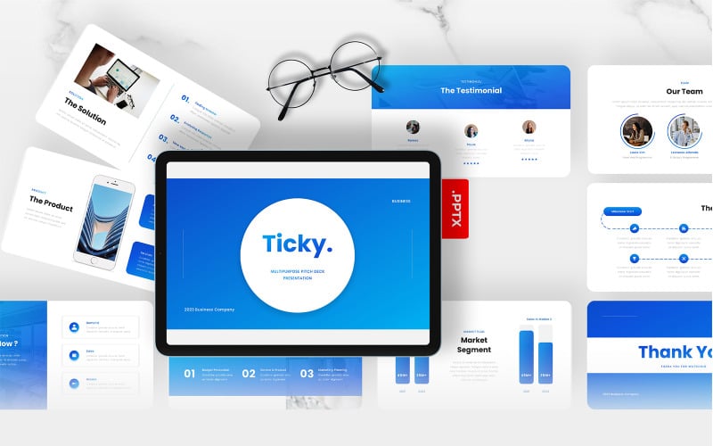 ticky multipurpose pitch deck powerpoint template original