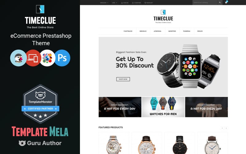 timeclue watch and jewelry store prestashop theme original