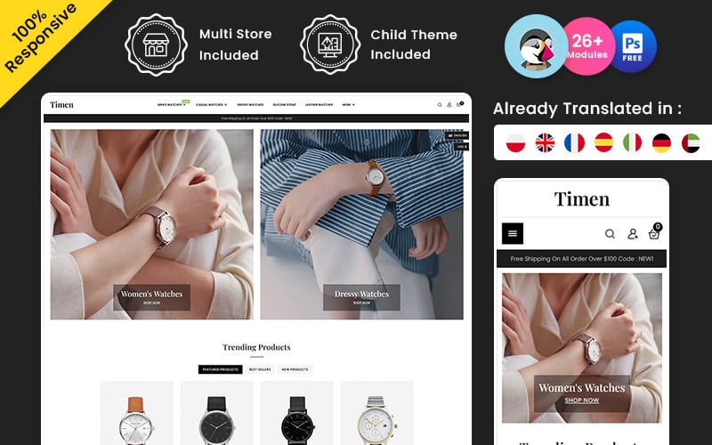 timen watch store prestashop multipurpose theme original