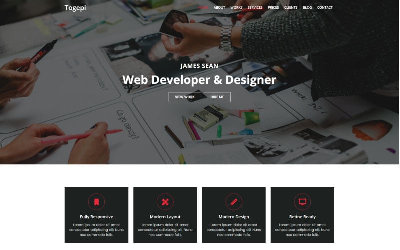 togepi creative portfolio bootstrap html landing page template original