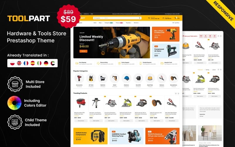 toolpart tools parts and equipment responsive prestashop store original