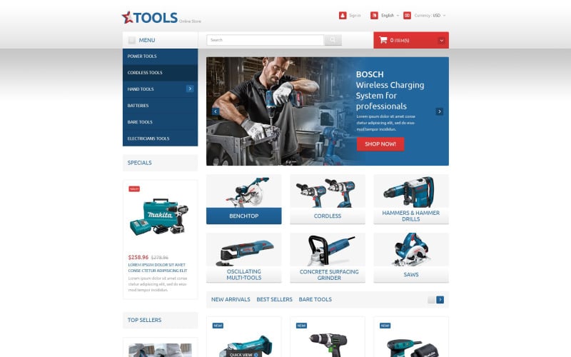 tools and equipment prestashop theme original