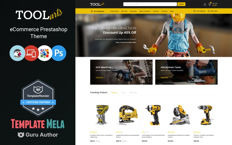 toolsarts power tools store prestashop theme original
