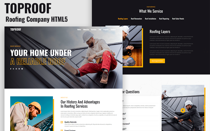 toproof roofing company html landing page original