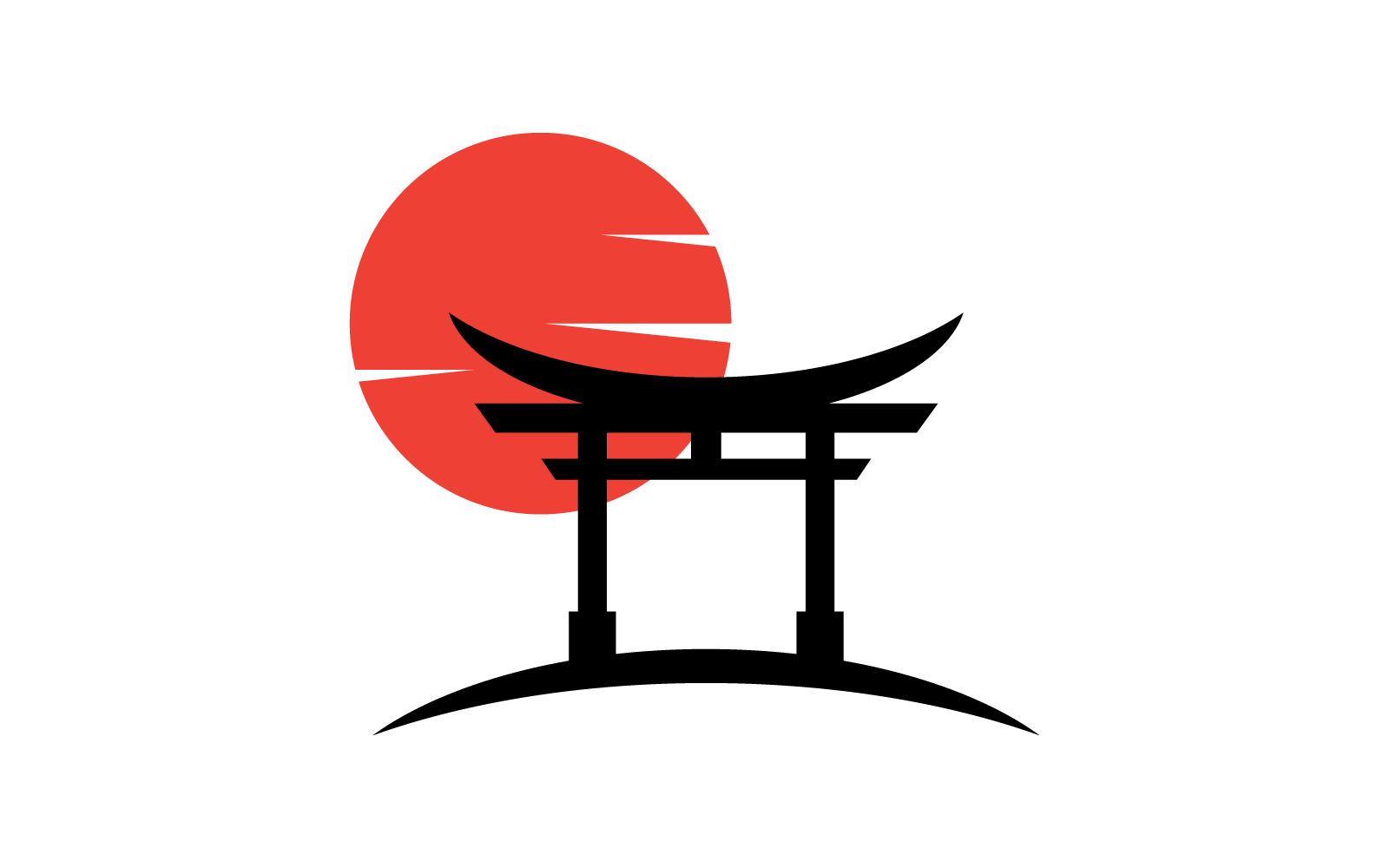 torii gate and sun illustration logo vector flat design original