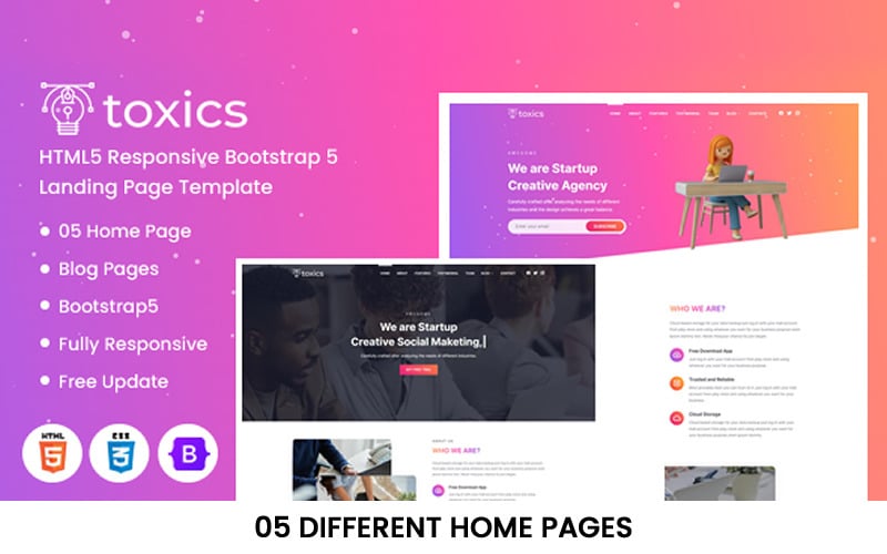 toxics html bootstrap landing page template original