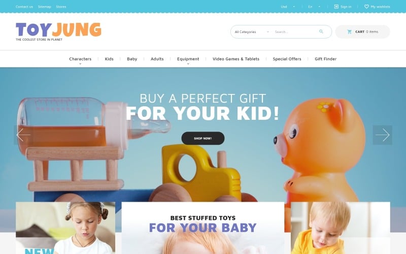 toyjung plaything store bootstrap ecommerce clean prestashop theme original