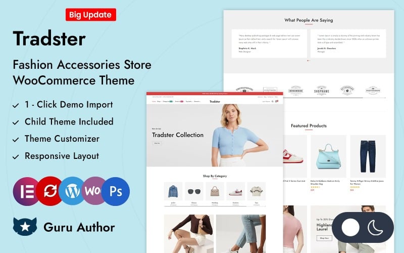 tradster fashion accessories store elementor woocommerce responsive theme original