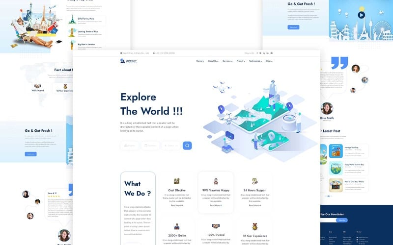 traex travel agency one page html template original