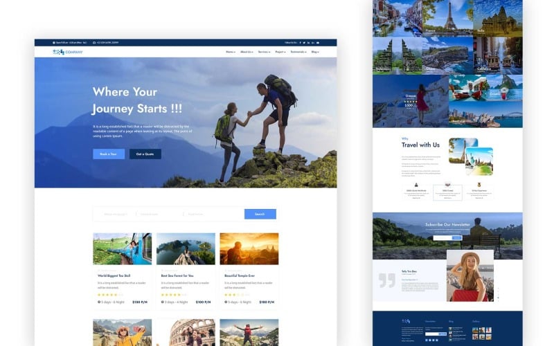 trago travel agency one page html template original