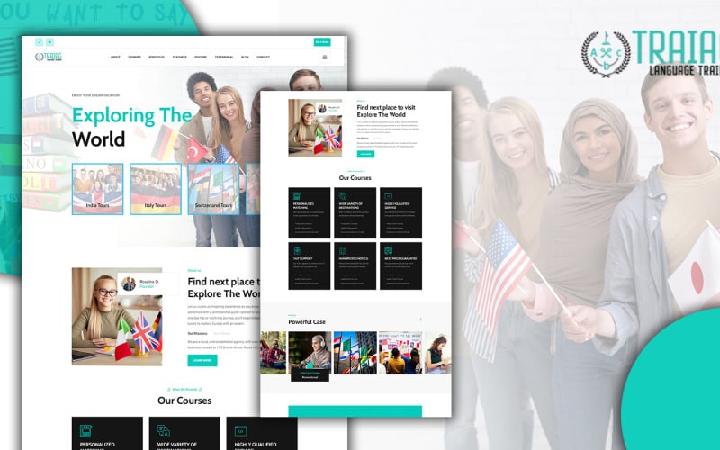 traiag translation agency and language landing page html template original