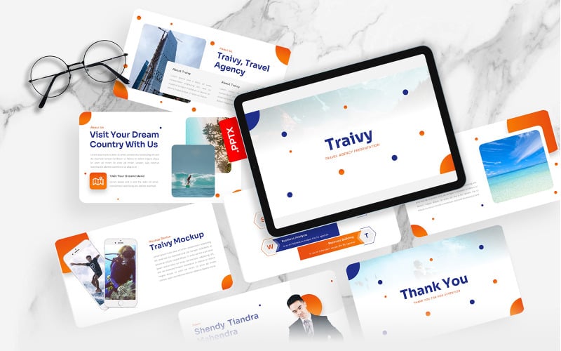 traivy travel agency powerpoint template original