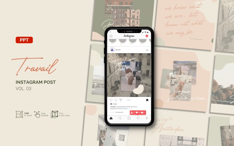 travail tourism blog instagram post powerpoint template original