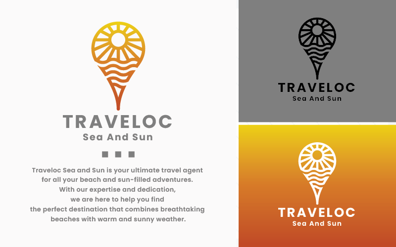 travel location sea and sun branding logo original