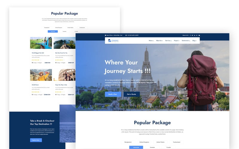travelex travel agency one page html template original