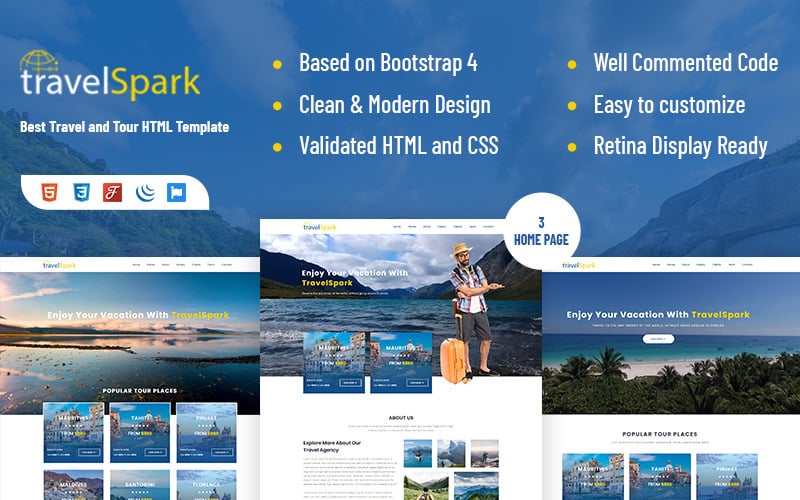 travelspark travel amp tour agency html landing page template original