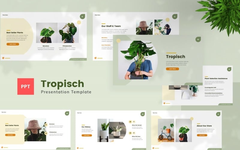 tropisch plant store powerpoint template original