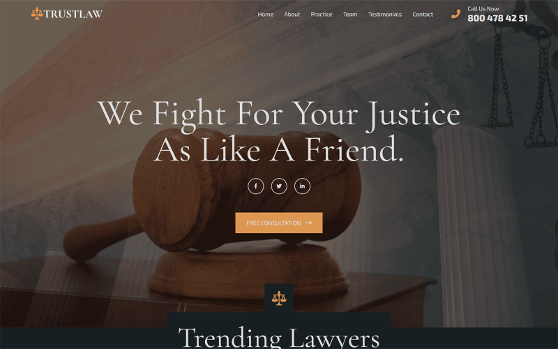 trustlaw law agencty html landing page template original