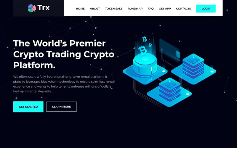 trx cryptocurrency ico landing page html template original