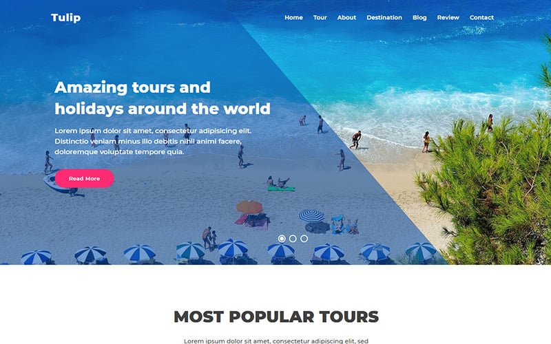 tulip travel agency landing page template original