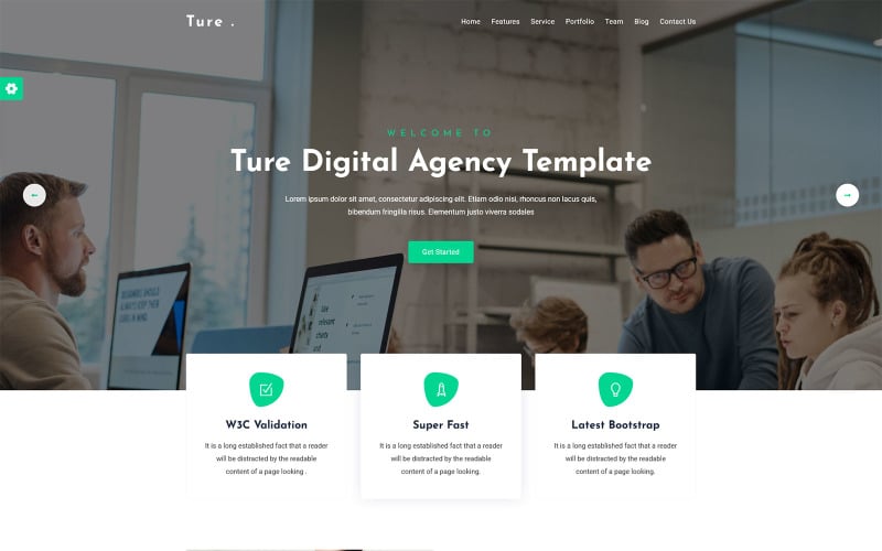 ture digital agency one page html landing page template original