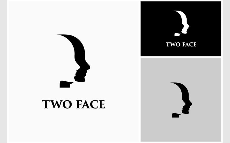 two face human silhouette logo original