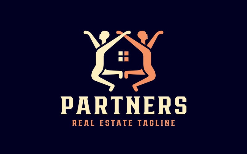 two partners or buyer and seller success house logo original