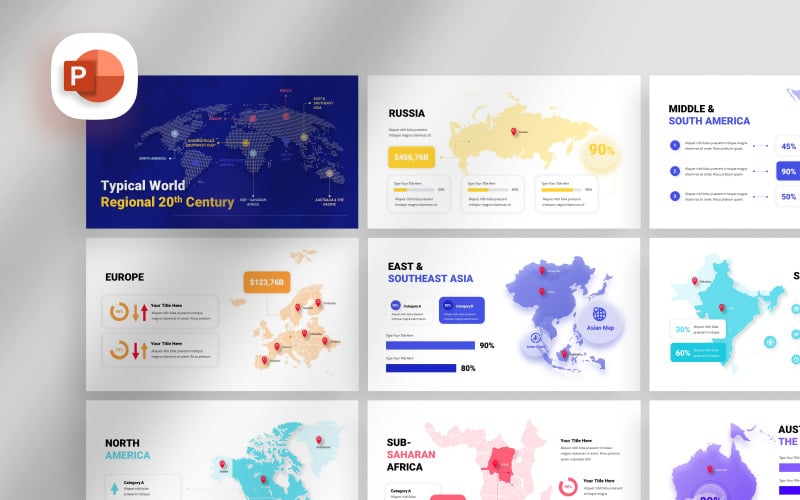 typical world regional th century map presentation template original