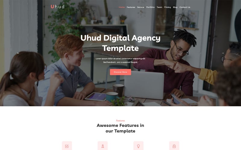 uhud digital agency landing page template original