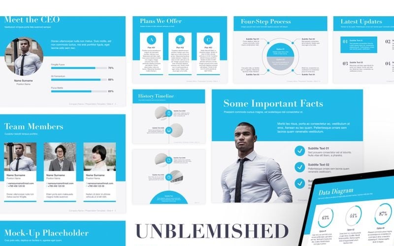 unblemished blue powerpoint template original