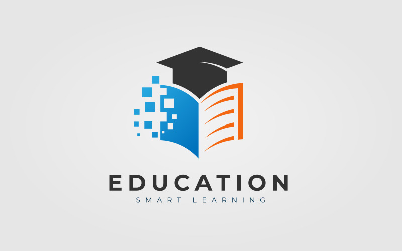 unique and creative education logo design concept for book and hat original