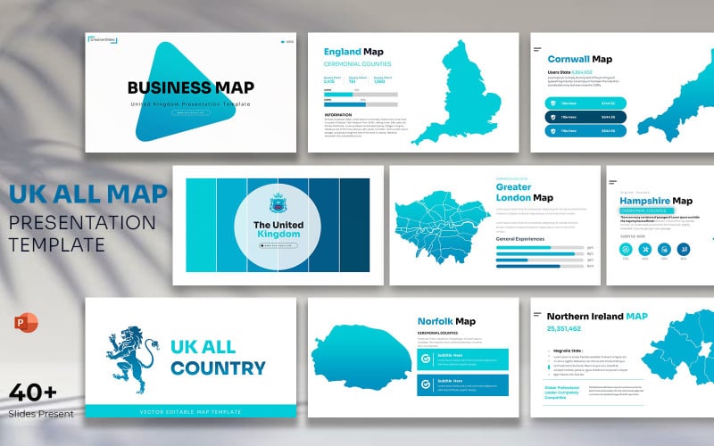united kingdom all country map presentation template original