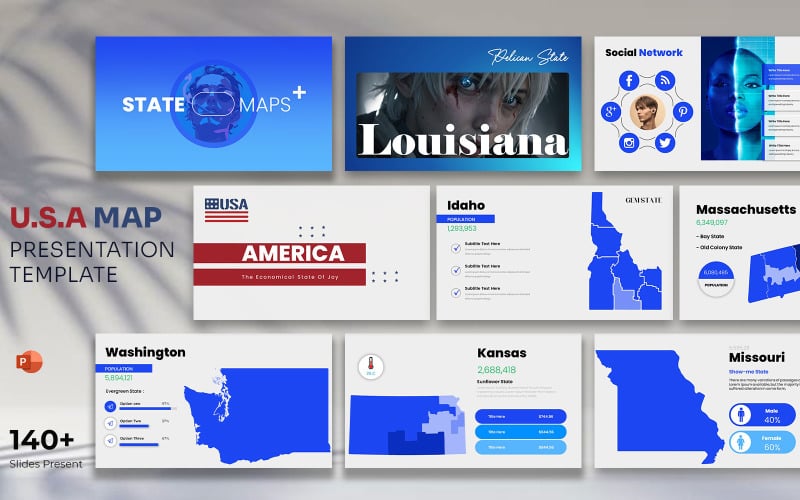 united state of america all map powerpoint template original