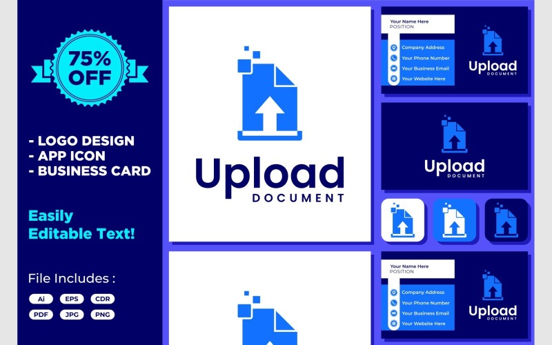 upload file document pixel digital technology logo original