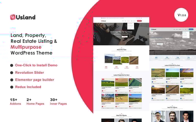 usland land property real estate listing amp multipurpose wordpress theme original