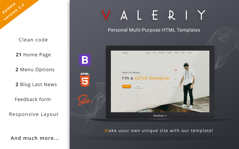 valeriy personal multi purpose landing page html template original