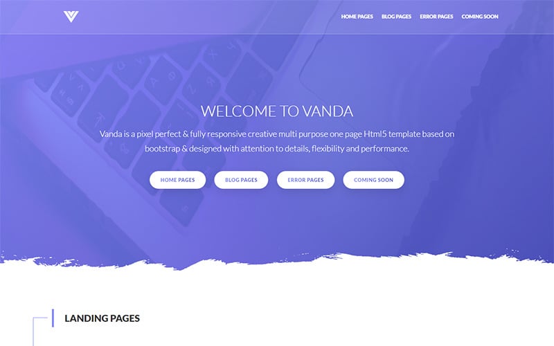 vanda one amp other pages landing page template original