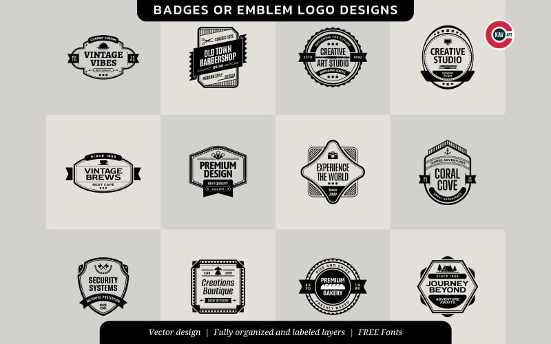 vector logo badge or emblem design bundle original