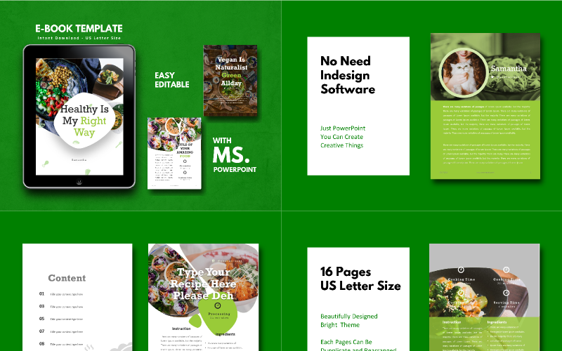 vegan recipe ebook presentation powerpoint template original