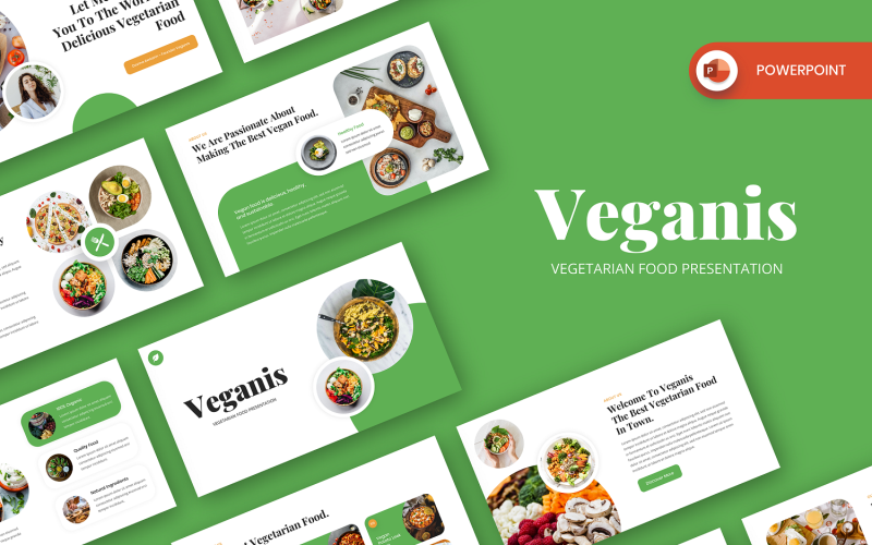veganis vegetarian food powerpoint template original