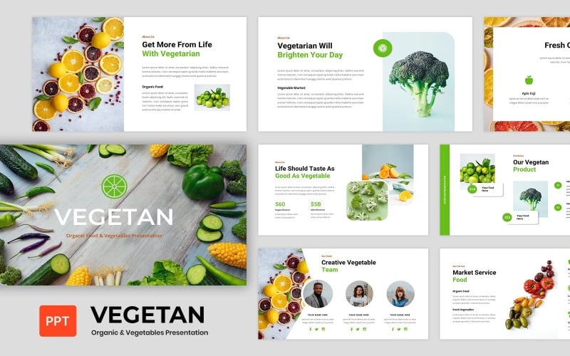 vegetan organic food vegetable presentation powerpoint template original
