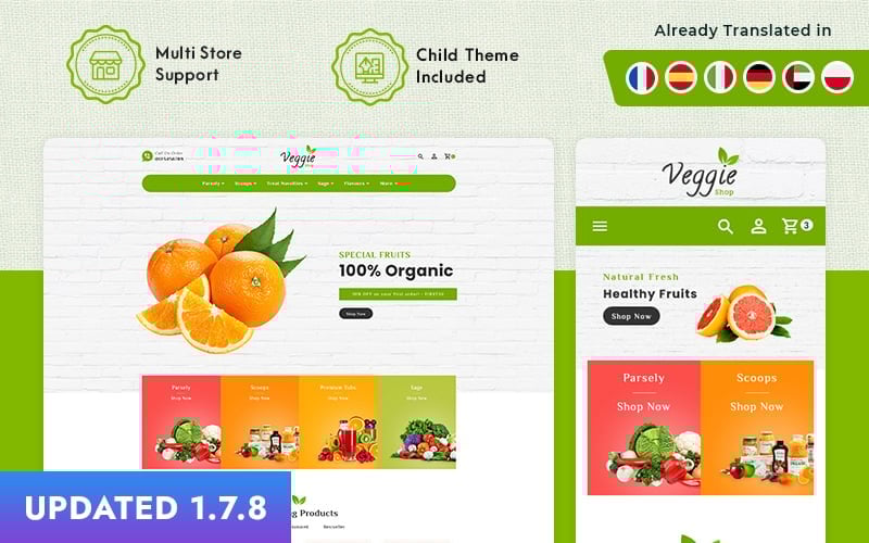 veggie prestashop theme for online grocery store original