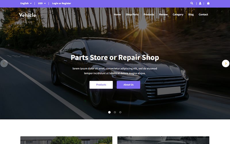 vehicle car parts store landing page template original