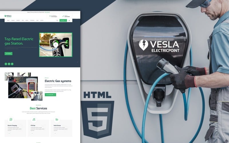 vesla electric gas station landing page template original