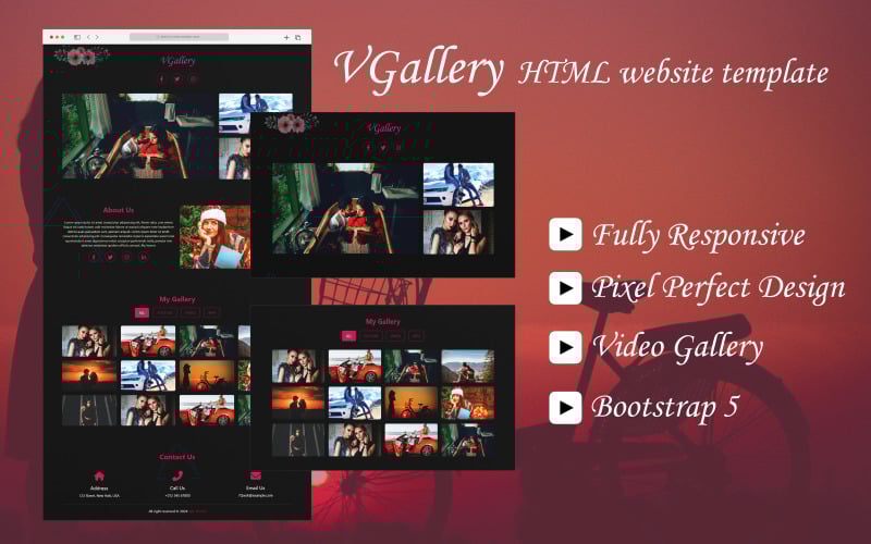 vgallery video gallery html bootstrap website template original